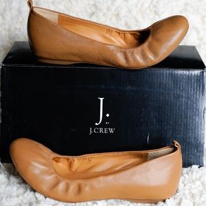 J.Crew ANYA LEATHER BALLET FLATS - Burnt Sienna